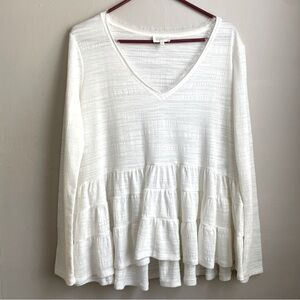 Anthropologie Deletta Thea V-Neck Peplum Tiered Ruffle Top Size Medium EUC